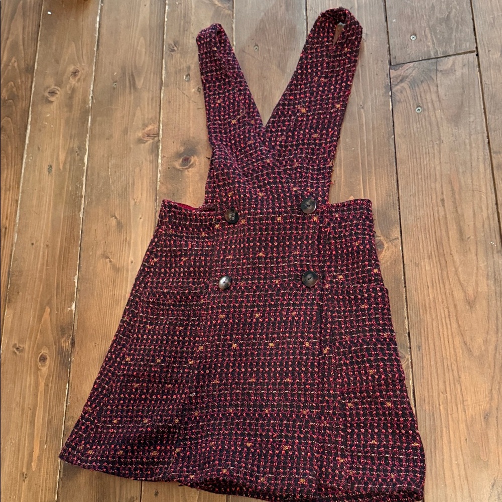 Zara Kids Tweed Pinafore Dress - Burgundy